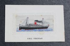 ALLAN LINE RMS VIRGINIAN SILK HANDS ACROSS THE SEA POSTCARD SOLD ONBOARD #3 picture