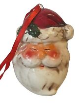 Santa Claus Head Ornaments Ceramic Glazed Christmas Holiday Rare picture