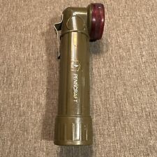 Vintage Penncraft 8501 Flashlight Military OD Green Anglehead Tested Works picture