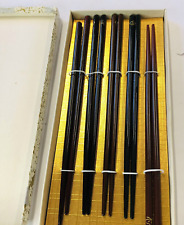 Vintage Set of 5 Pairs Chopsticks in Box Japanese Chinese 8.75 inch long picture
