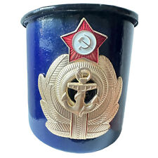Old Soviet Enamel Mug Cup USSR Russian Army Soldier Metal New BLUE 1PC NOS. picture