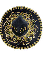 Salazar Yepez Black and Gold Authentic Mexican Sombrero 20 1/2” On Inside Rim picture