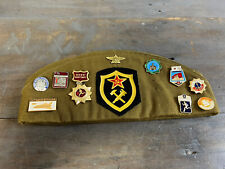 Vintage Russian USSR Military Hat With Pins Pilotka picture