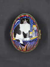 Vintage Limoges France Hand Painted Porcelain Cat Trinket Box picture