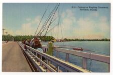 Sarasota Florida c1940's men and women fishing on Ringling Causeway picture