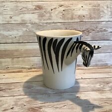 Pier 1 Zebra 3D Figural Stoneware Mugs Safari Animal Coffee Mug ~ Great Cond picture