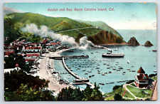 Avalon an Bay Santa Catalina Island California CA Arial View Vintage Postcard picture