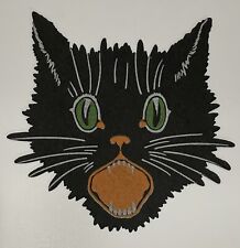 Antique Halloween 4” Matte Cardstock Black Cat Diecut Cut Out Dennison 1920's picture
