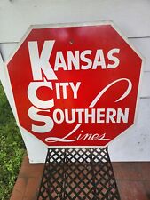 VTG authentic KANSAS CITY SOUTHERN LINES Train Railroad SIGN 27x27 RED picture