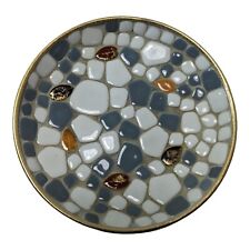VTG MCM Mosaic Pebble Bowl Ceramic Tiles Textured Gold Trinket Dish Mosaic Japan picture