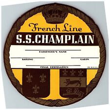 1930s S S Champlain French Line Luggage Label Sticker Ocean Liner Ship picture