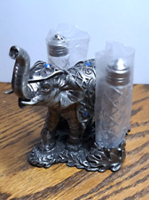 RARE VINTAGE LENOX PEWTER JEWELED ELEPHANT S&P SHAKERS picture