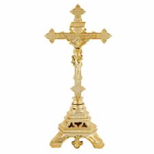 Versailles Resin Gold Toned Resin Ornate Standing Crucifix For Church, 17 In picture