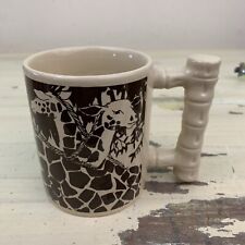 ARNART - Vtg Brown & Tan Giraffe Safari Jungle Bamboo Royal Crown Coffee Cup Mug picture