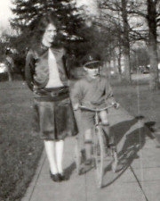 Woman Mom Child Boy Tricycle Photograph Original Snapshot Antique Found Photo picture