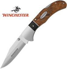 Beautiful Winchester Burl Wood Lock Back Pocket Knife w/ Sheath - NEW  picture