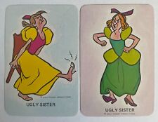 Disney Princess Cinderella Ugly Sisters Vintage Kids 1970s Rare Swap Cards Pair picture