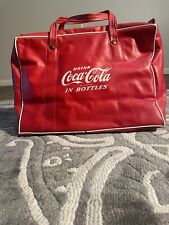 VINTAGE RED 1960’s LEATHER COCA COLA TRAVEL PICNIC BAG picture