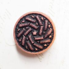 Large Drum Style Pink & Black Celluloid Coat Button ~ Star and Coils ~ 1-5/16