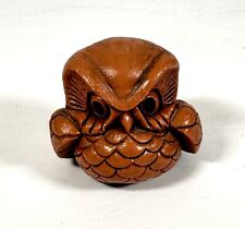 Vintage Owl Abby Press Carved Wood/Resin  Figurine 1978   2 1/4” Height EUC￼ picture