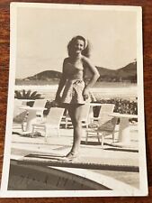VTG 1947 Snapshot Photo 2-pc Swimsuit Brazil Bathing Beauty Pool Amateur Pinup picture