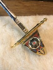 Vintage Spanish Sword Letter Opener with Ornate Hilt - Made in Spain 8” picture