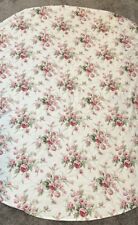 Vintage Round Tablecloth Cabbage Roses Shabby Cottage Pink White Victorian 70 in picture