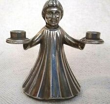 Vintage Italian Pewter Altar Boy Candle Holder Small Figure 3 3/8