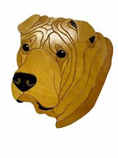 Shar Pei Lover Wooden Plaque Intarsia Handcrafted High Gloss Wall Decor Signed picture