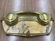Vintage Marble And Brass Desk Ink Well picture