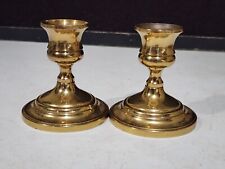 Pair Vintage Baldwin Polished Brass Candlesticks Candle Holders 3