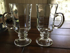 Libbey Milan Irish Coffee hot/cold Footed mugs Clear 8oz Set Of 2 Vintage picture