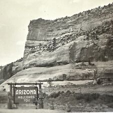 VINTAGE PHOTO 1939 Arizona State border Road sign desert Landscape Original picture