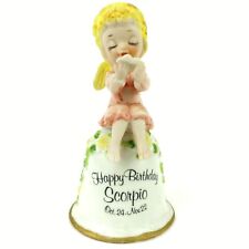 Scorpio Happy Birthday Angel of the Zodiac Bell Daisies Pink Dress Ceramic Astro picture