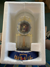 Waltham Porcelain Anniversary Clock Nativity Scene Rotating Crystal Pendulums 9