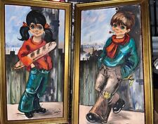Mid Century Painting ORIGINAL ARTIST SIGNED Children France picture