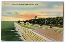 1947 Beautiful Double Lane Boulevard The Gulf Coast Biloxi Mississippi Postcard picture