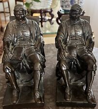 JOHN HARVARD Bronze Sculpture Bookends Marion Bronze Signed Pair picture
