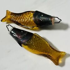Vintage Fish Fishing Amber Glass Catch of the Day - Salt & Pepper Shakers picture