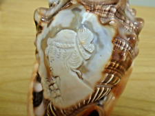Antique 19th C  Victorian carved Womans bust Cameo Conch Seashell Lovely picture