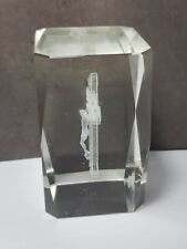 3D Laser Etched Glass Paperweight JESUS ON THE CROSS Crusifix Catholic   picture