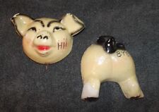 Old Chalk Ware  Pig Hi & Bye Wall Plaques  picture