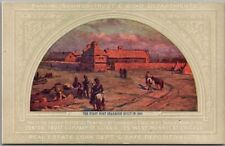 c1910s CHICAGO Illinois Postcard FORT DEARBORN built 1803, CENTRAL TRUST MURAL picture