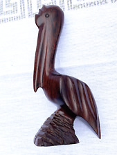 Vintage PELICAN Hand Carved Ironwood Wood Statue Figure Nautical Beach 6