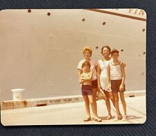 FOUND VINTAGE PHOTO PICTURE People Standing Next To A Big Ship picture