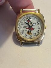 Vtg Disney Pulsar Minnie Mouse Watch Women 24mm Gold Tone V810-0890 New Battery picture