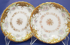 2 Vintage Dessert Bread Plates- Lewis Straus & Son Limoges France Gold Gilding picture
