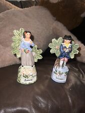 2 Vintage Staffordshire Figurines Winter Spring SEASONS picture