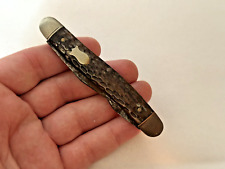 Antique Schrade Stag Handled Folding Pocket Knife, 4