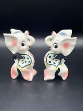 RARE VTG Pair Of Japan Mid Century Anthropomorphic Elephant Shakers picture